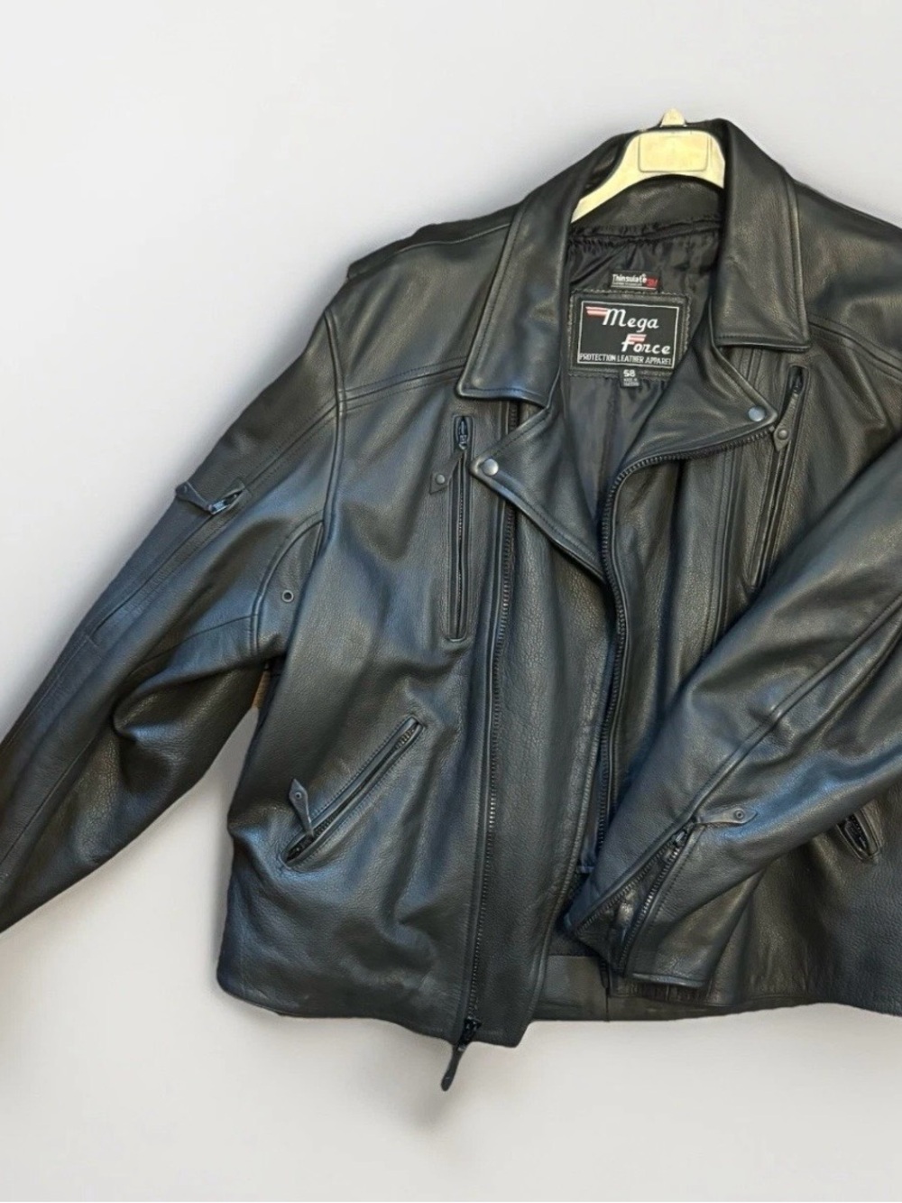 Mega Force Black Leather Biker Jacket